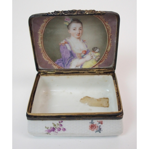 569 - A Meissen rectangular osier relief porcelain box and cover