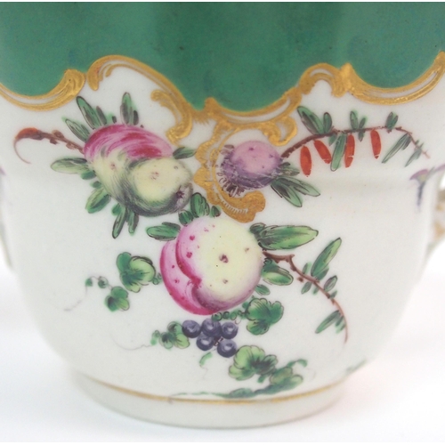 571 - An 18th Century Worcester two-handled chocolate cup and saucer