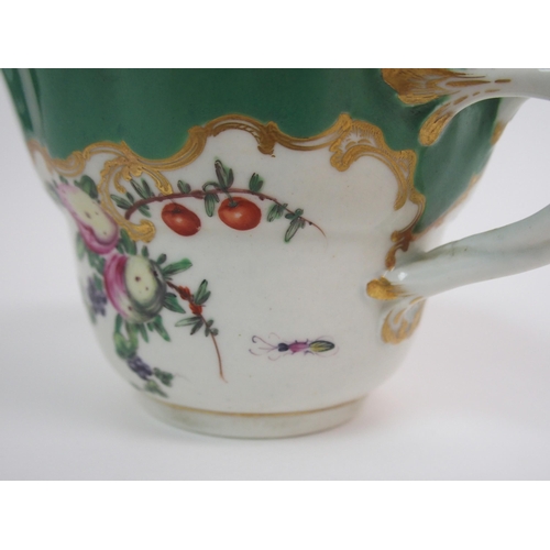 571 - An 18th Century Worcester two-handled chocolate cup and saucer