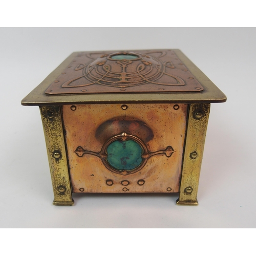 581 - An Art Nouveau copper and brass casket