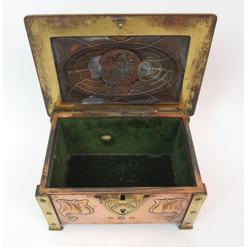 581 - An Art Nouveau copper and brass casket