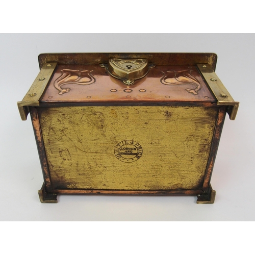 581 - An Art Nouveau copper and brass casket