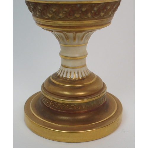 645 - A Harry Stinton for Royal Worcester two-handled urn and cover