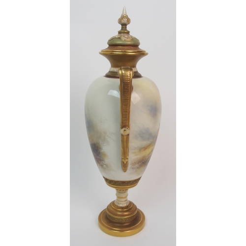 645 - A Harry Stinton for Royal Worcester two-handled urn and cover