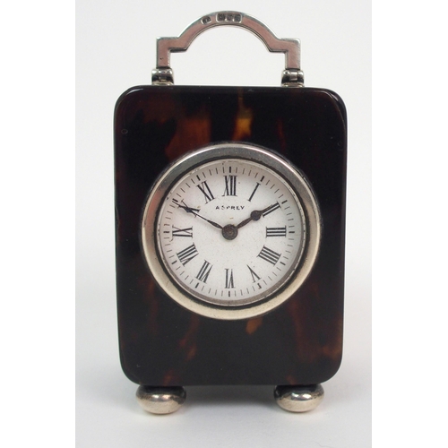 651 - An Asprey early 20th Century tortoiseshell travelling clock