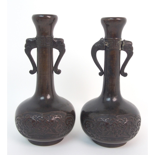 66 - A pair of Chinese bronze vases