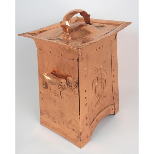 662 - An Arts and Crafts copper coal box