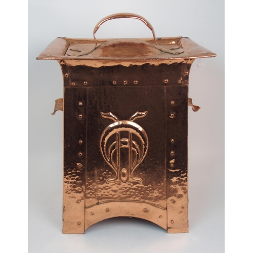 662 - An Arts and Crafts copper coal box