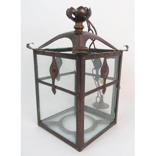 665 - An Arts and Crafts copper hall lantern