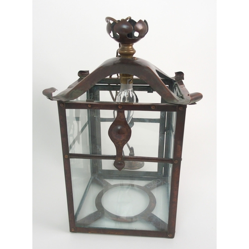 665 - An Arts and Crafts copper hall lantern