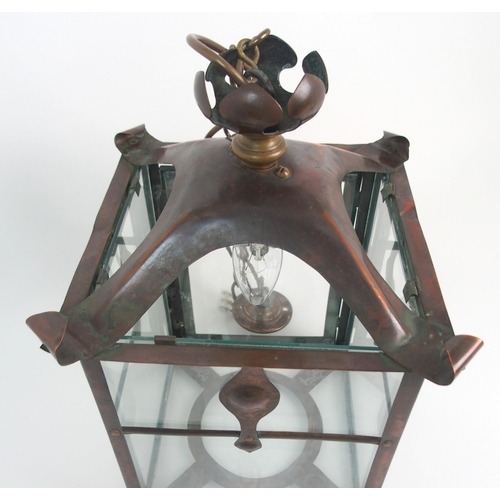 665 - An Arts and Crafts copper hall lantern