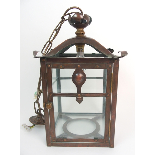 665 - An Arts and Crafts copper hall lantern