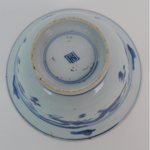 70 - A Chinese celadon ground blue painted dish