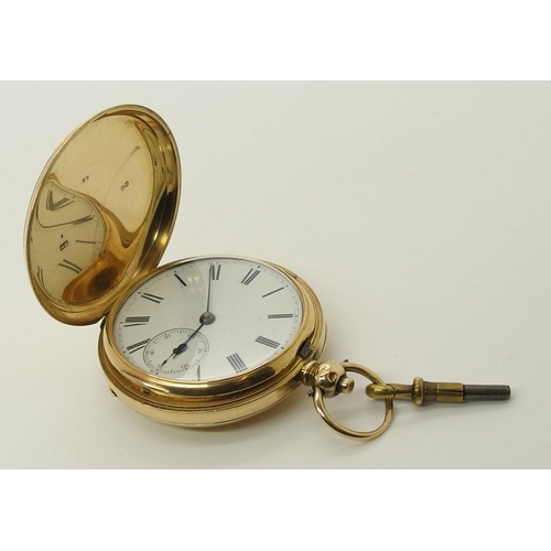 709 - An 18ct gold full hunter pocket watch