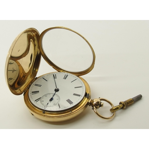 709 - An 18ct gold full hunter pocket watch