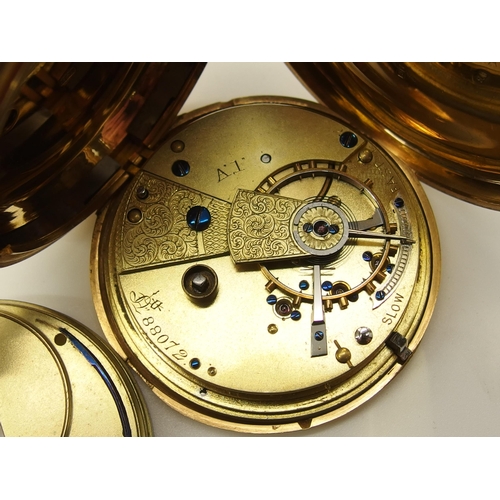 709 - An 18ct gold full hunter pocket watch