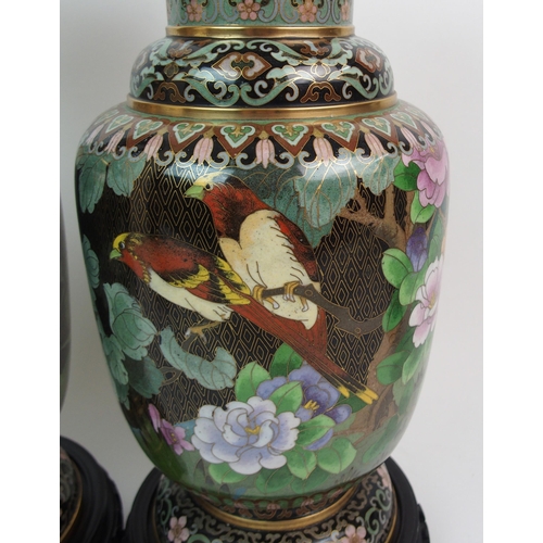 16 - A PAIR OF CHINESE CLOISONNE BALUSTER VASES