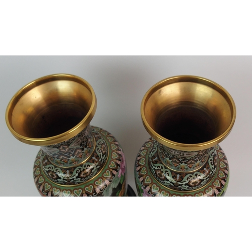 16 - A PAIR OF CHINESE CLOISONNE BALUSTER VASES