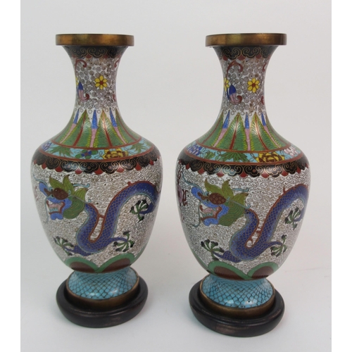 16 - A PAIR OF CHINESE CLOISONNE BALUSTER VASES