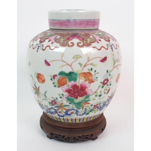 62 - A CHINESE FAMILLE ROSE JAR AND COVER