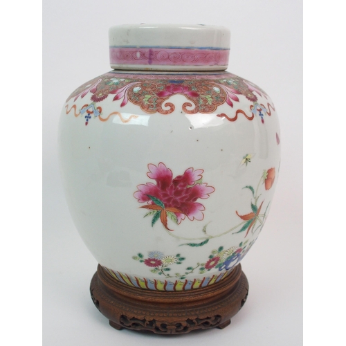 62 - A CHINESE FAMILLE ROSE JAR AND COVER