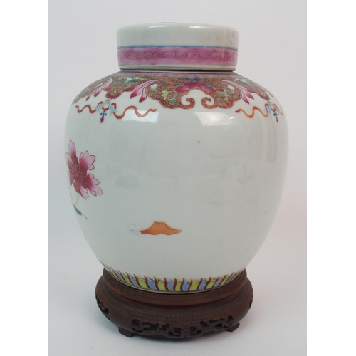 62 - A CHINESE FAMILLE ROSE JAR AND COVER