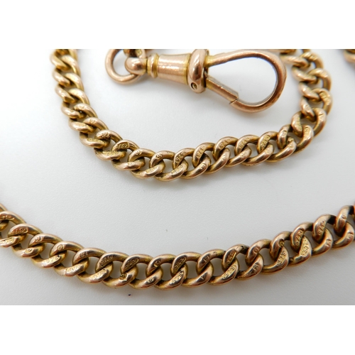 658 - A 9CT GOLD FOB CHAIN WITH ATTACHED FULL SOVEREIGN