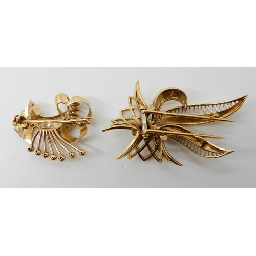 659 - TWO 18CT GOLD FRENCH VINTAGE BROOCHES