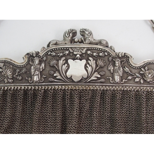 66 - A CHINESE SILVER EVENING BAG