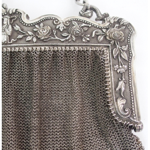 66 - A CHINESE SILVER EVENING BAG