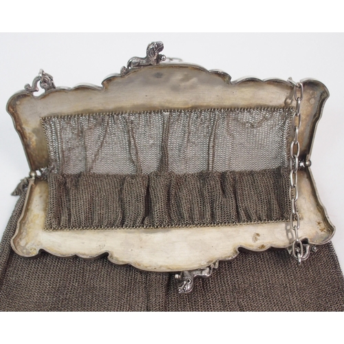 66 - A CHINESE SILVER EVENING BAG