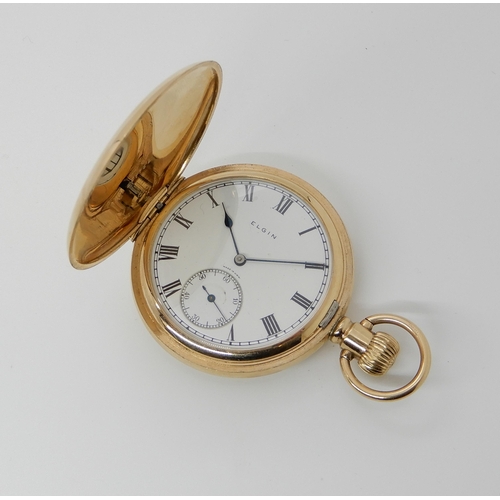 672 - A 9CT GOLD ELGIN POCKET WATCH