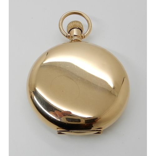 672 - A 9CT GOLD ELGIN POCKET WATCH