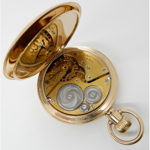 672 - A 9CT GOLD ELGIN POCKET WATCH