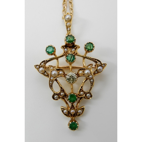 676 - A 15CT GOLD EDWARDIAN PENDANT