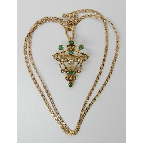 676 - A 15CT GOLD EDWARDIAN PENDANT