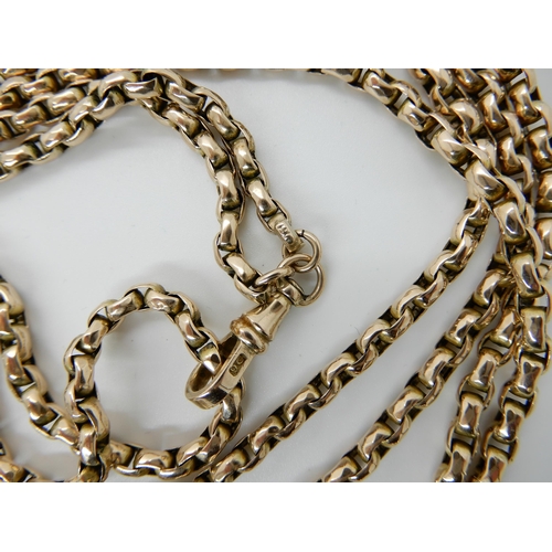 689 - A 9CT GOLD LONG GUARD CHAIN