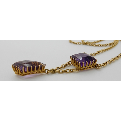 695 - A 15CT GOLD AMETHYST DROP PENDANT