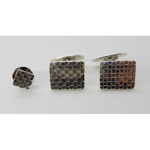 698 - SILVER GEORG JENSEN CUFFLINKS AND TIE STUD