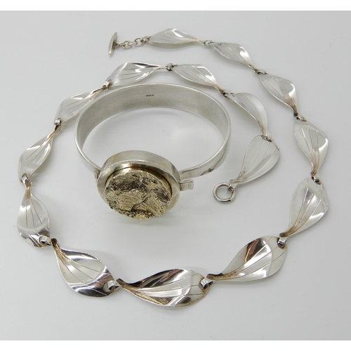 700 - A RETRO BANGLE AND NECKLACE BY DANISH DESIGNER HERMAN SIERSBOL