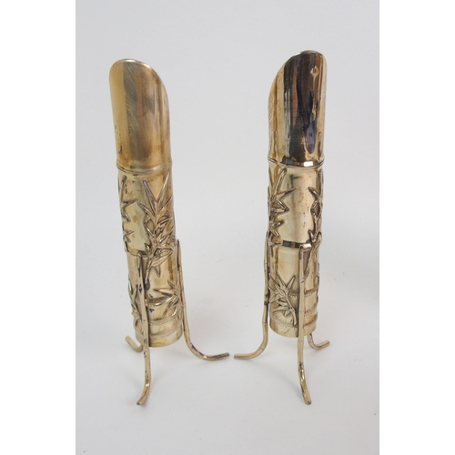 72 - A pair of Chinese silver bamboo spill vases