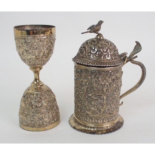 72 - A pair of Chinese silver bamboo spill vases