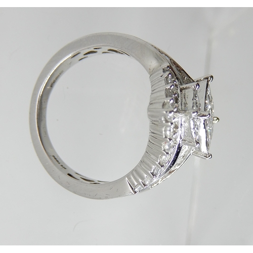 730 - A 9CT WHITE GOLD DIAMOND CLUSTER DRESS RING