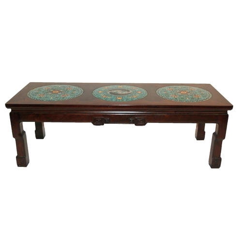 801 - A CHINESE HARDWOOD RECTANGULAR TABLE