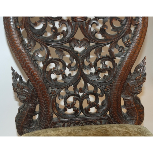 802 - A BURMESE HARDWOOD LOW CHAIR