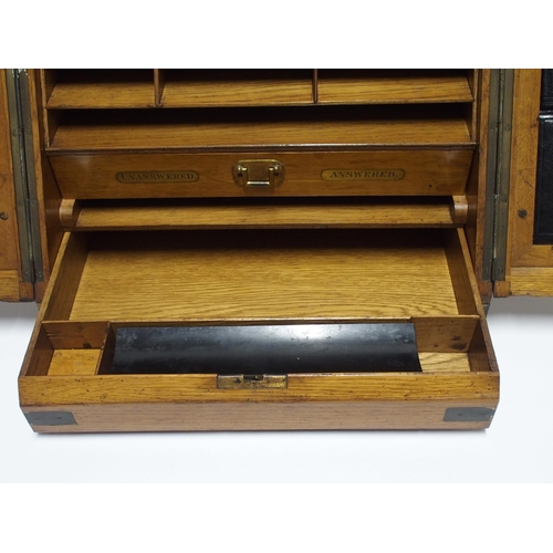 805 - AN ASPREY & SON OAK AND BRASS BOUND STATIONARY CABINET