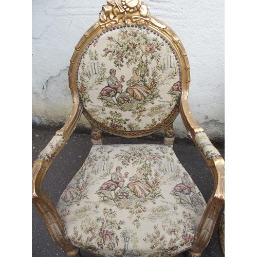 807 - A PAIR OF LOUIS XV STYLE GILTWOOD FAUTEUIL