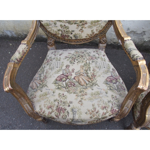 807 - A PAIR OF LOUIS XV STYLE GILTWOOD FAUTEUIL