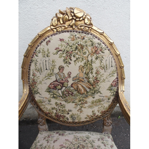 807 - A PAIR OF LOUIS XV STYLE GILTWOOD FAUTEUIL