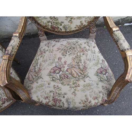 807 - A PAIR OF LOUIS XV STYLE GILTWOOD FAUTEUIL